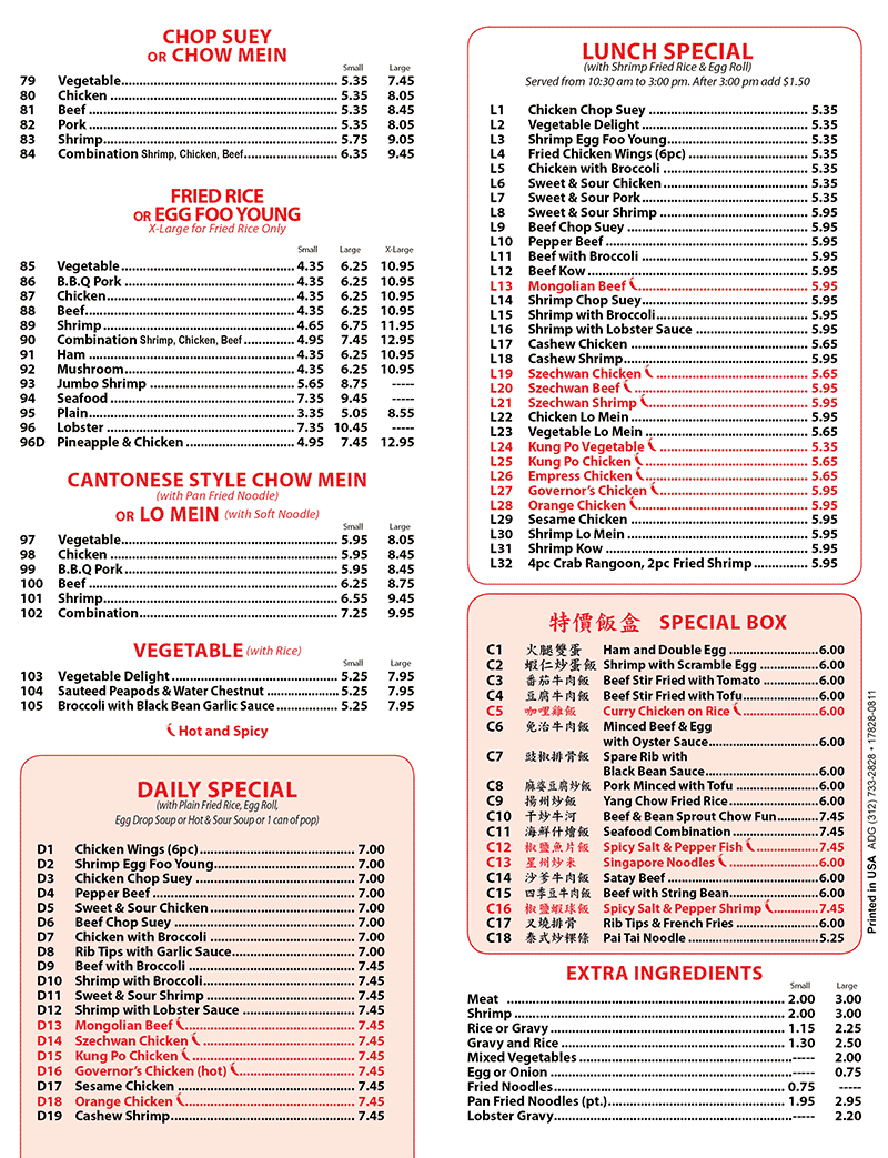 menu