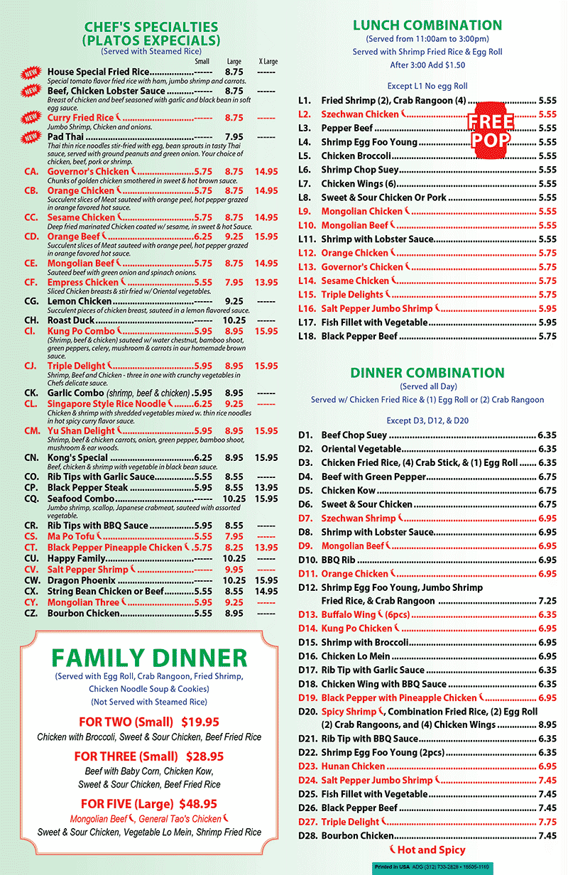 menu
